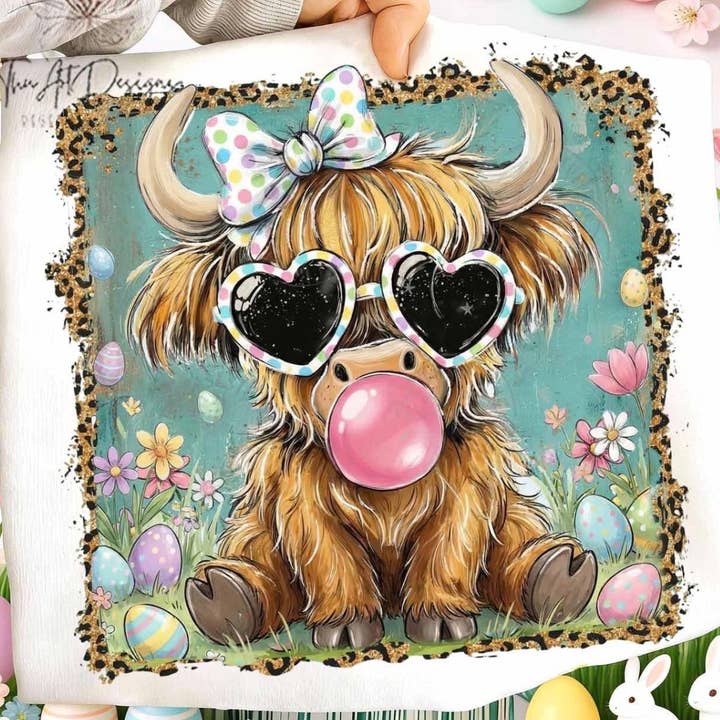 Highland Cow Easter for wholesale by Pink Flamingo Boutique