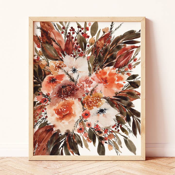 Loose Orange Magnolia Anemone Art Print for wholesale by Paperbec Design Co.
