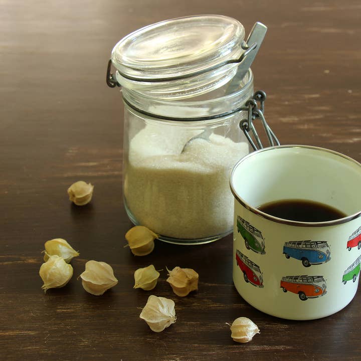 VW Collection by BRISA - Venta al por mayor Vaso termo - Taza de viaje esmaltada VW Bus 500 ml para casa y exterior - Parade/Beige3