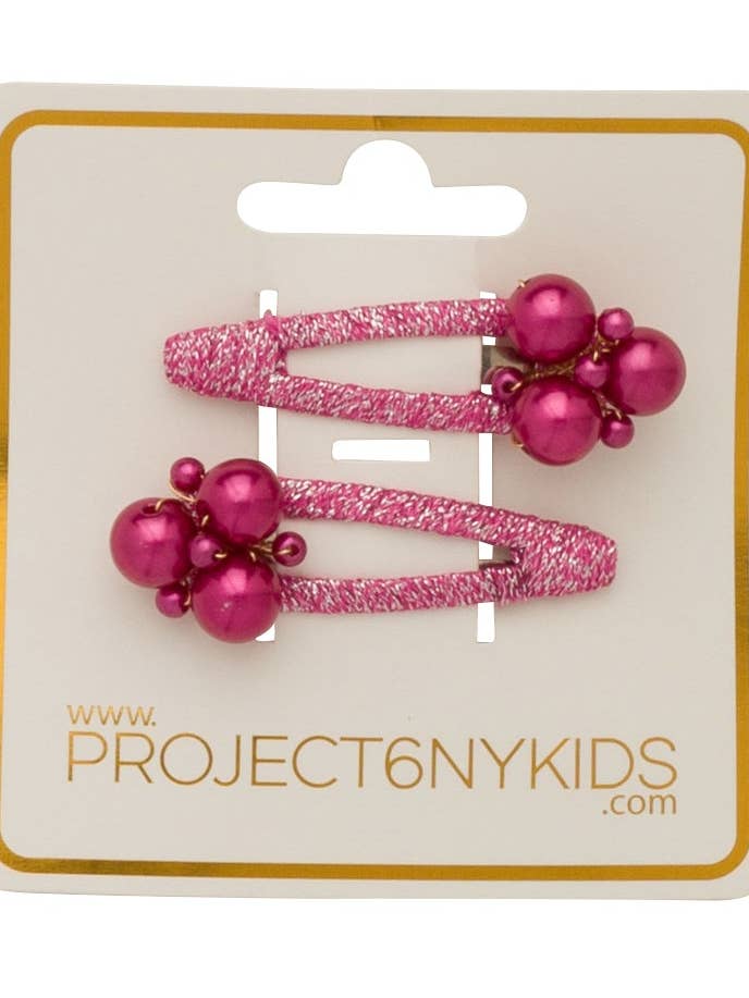 Pearl Lily Clip Set of 2 - Cranberry for wholesale by Project 6 NY Kids