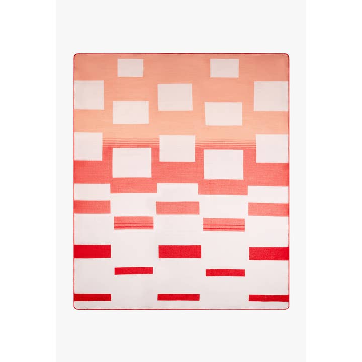 ALPACA LOCA - Venta al por mayor Mantas de sofá - Plaid Native The Falling Blocks, rojo coral