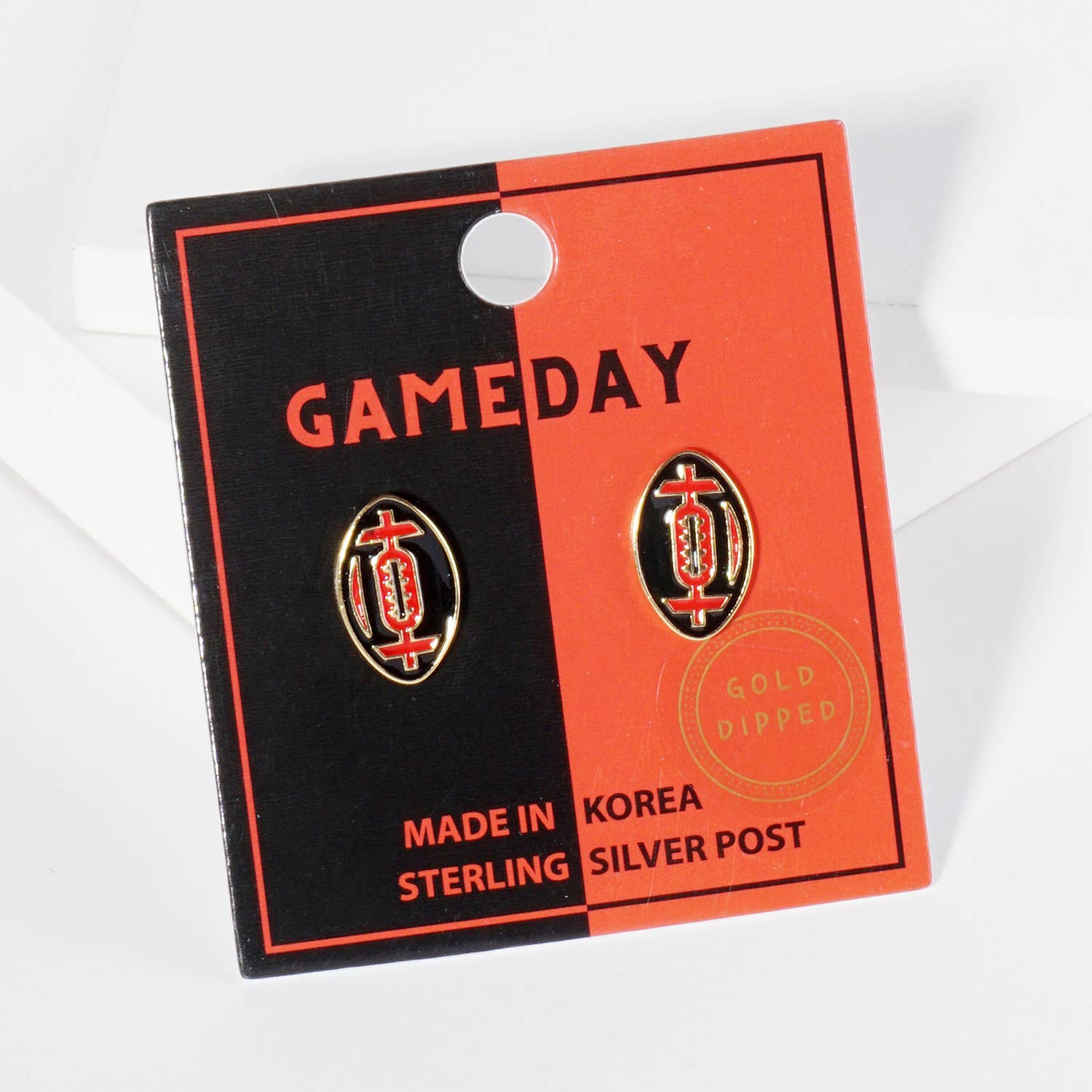 Lou & Co - Wholesale Stud/Post Earrings - Enamel Football Stud Earrings0