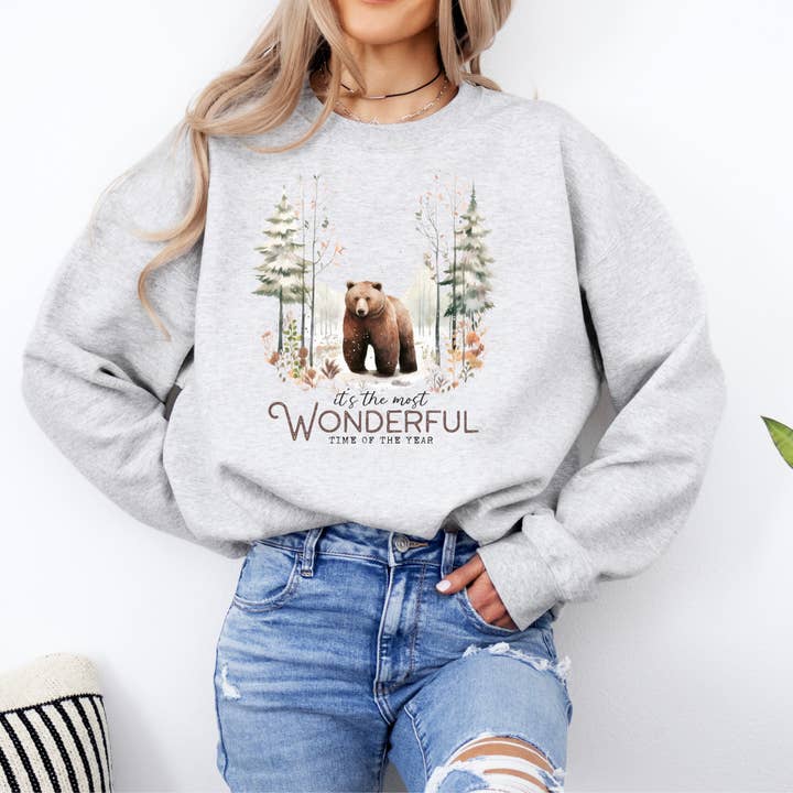 Winter bear women's Christmas graphic sweatshirt, Holiday for wholesale by ATTA TOOD Wholesale