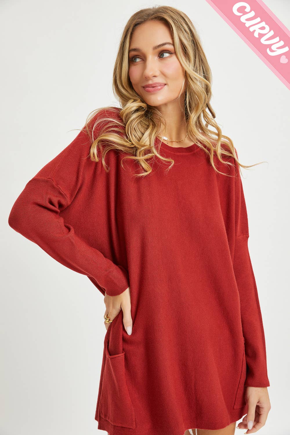 Sweet Lovely by Jen - Wholesale Tunic Sweater - Women's - FRONT POCKET OVERSIZE SWEATER PLUS SIZE78