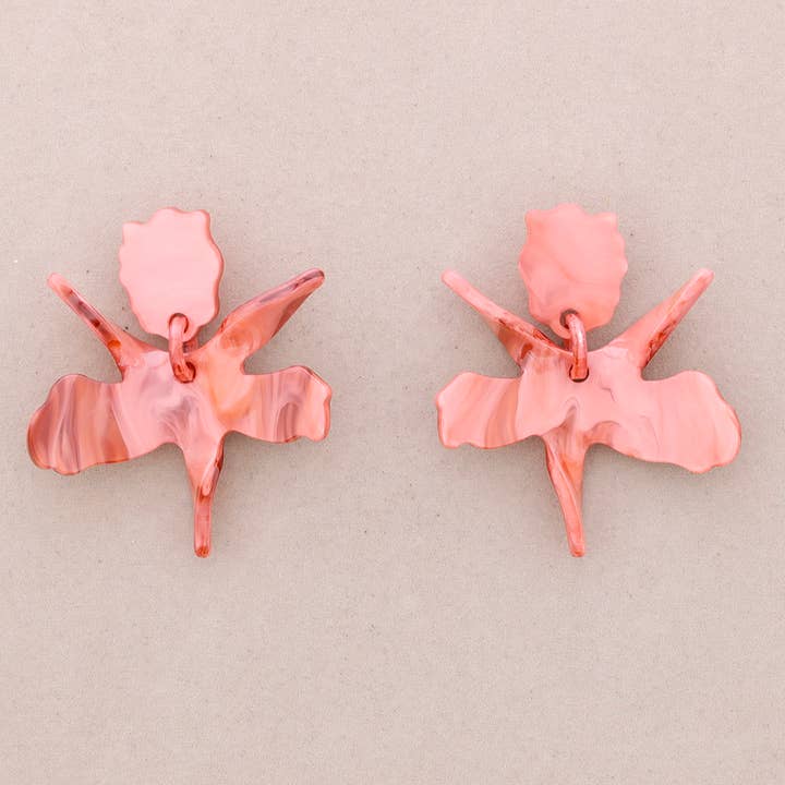 La Cuerda De Sol - Wholesale Snap Jewelry - Resin Flower Earrings