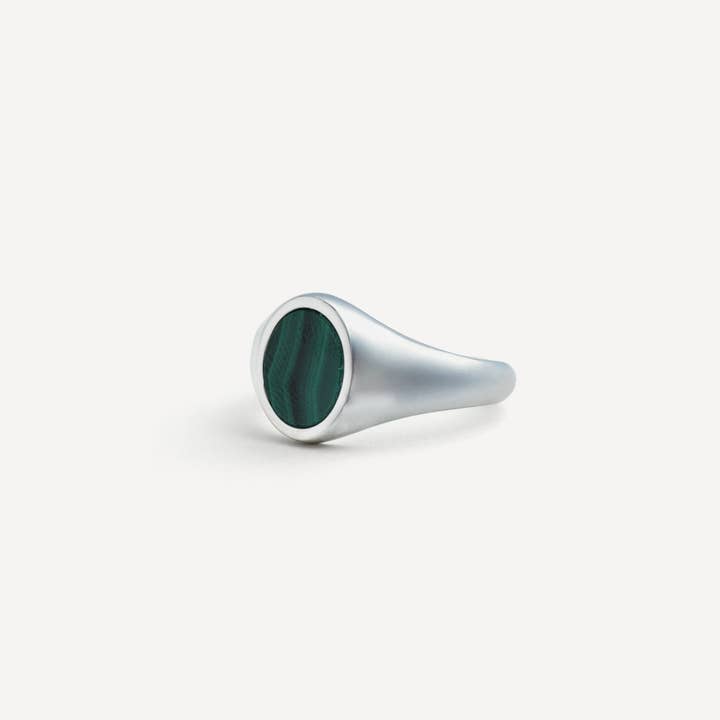 Bague Sceau en Malachite - Argent pour la vente par Twistedpendant