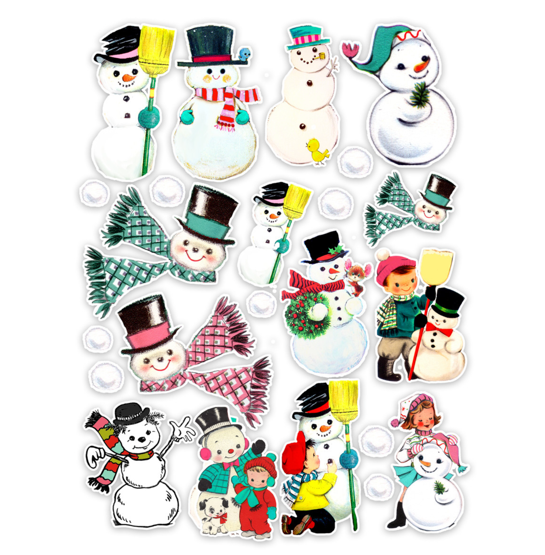 Pretty Little Studio - Venta al por mayor Recortables - Muñeco de nieve vintage (mini) efímero | Recortes, troquelados, invierno1