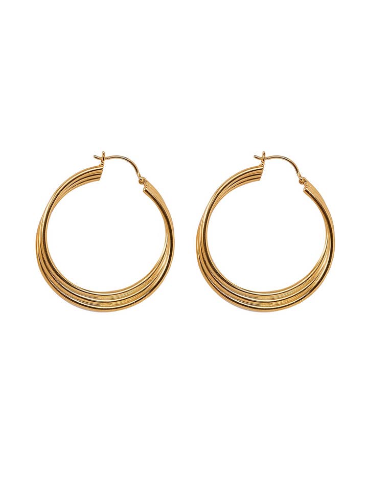 Ohrringe - Spiral Creole groß - Vergoldet für den Großhandel von XZOTA