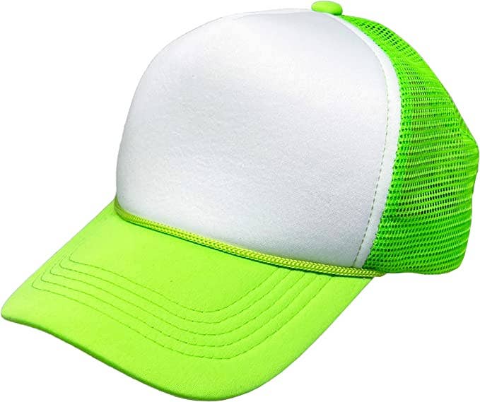 Funky Junque - Vente Casquette de camionneur – unisexe - Casquette de camionneur en mousse (blanc/vert fluo)3