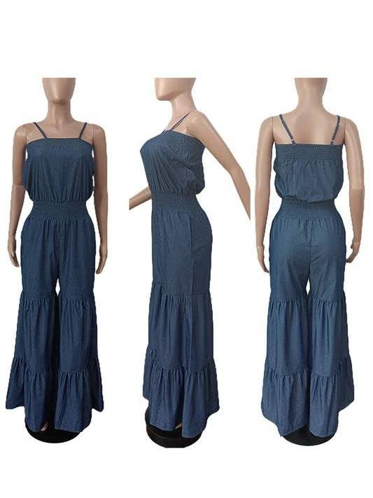 BLAU trägerlose Jeansoveralls für den Großhandel auf Faire
