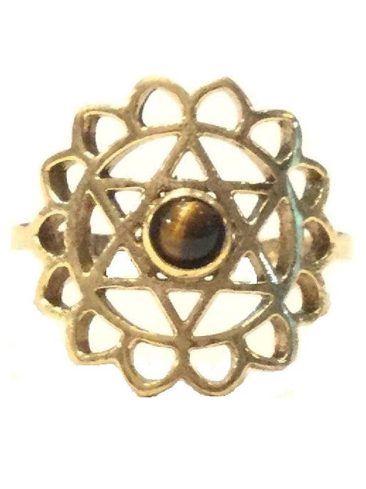 Gold and Silver Geometric Ring with Stone for wholesale by Urbiana