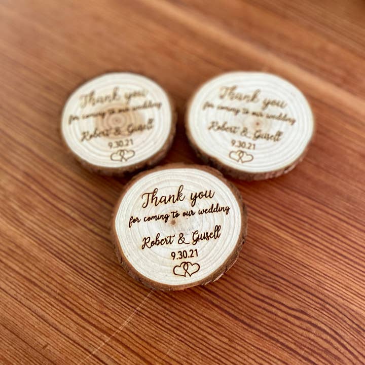 Recuerdos de Boda en Rodajas de Madera Personalizadas - Gracias para venta al por mayor de Munsell Made