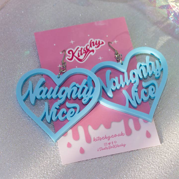 Naughty Nice Kitsch Earrings Laser Cut Acrylic for wholesale by Kitschy