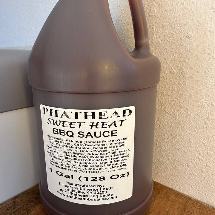 Phathead BBQ-Sauce ~ Sweet Heat Gallon für den Großhandel von Phathead BBQ Sauce