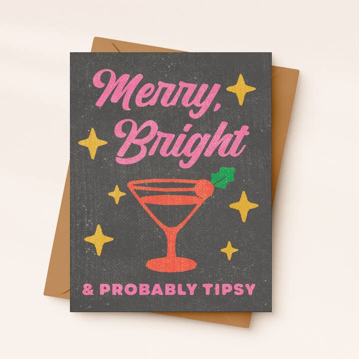 God Jul, Ljus & Förmodligen Lite Tipsy | Roligt Julkort | Dryckeskort för wholesale av Daydream Prints