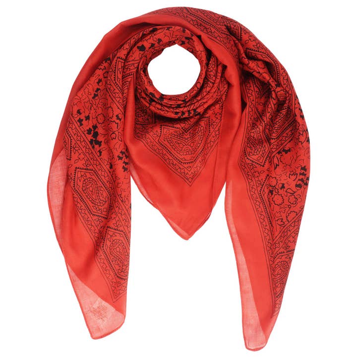 Cotton Cloth Indian Pattern 1 red sw 100x100cm Scarf for wholesale by Tribal Trade GmbH