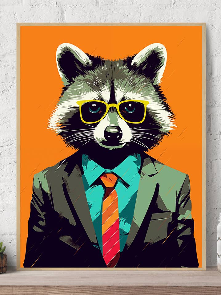 Raccoon Suit em tela Impressão artística de parede por atacado de Arttique - Artistry Canvas Prints