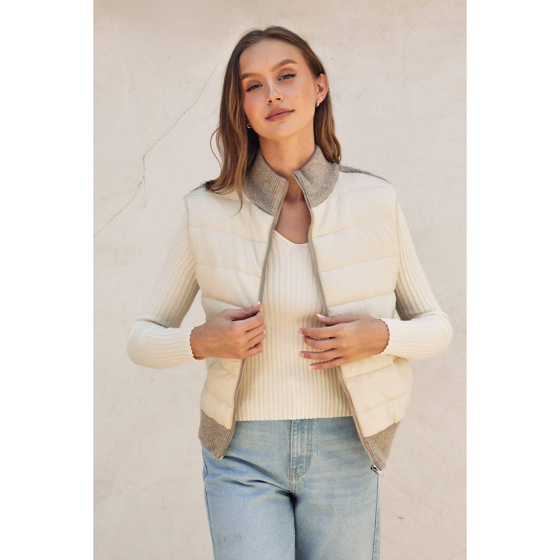 Dress Forum - Wholesale Jacket - Women's - Sherpa and Puff Contrast Vest13