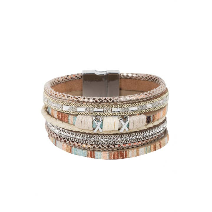 SAACHI - Wholesale Bangle Bracelet - Sweet Sands Multi Strand Leather Bracelet
