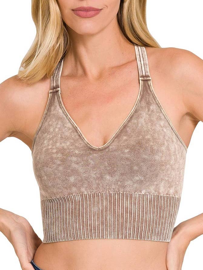 Washed Crisscross Strap Back Seamless Tank Top for wholesale by Vanilla Monkey