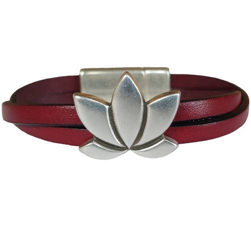 The Essence of Silver - Vente Bracelet jonc - Bracelet Femme en Cuir Lotus3