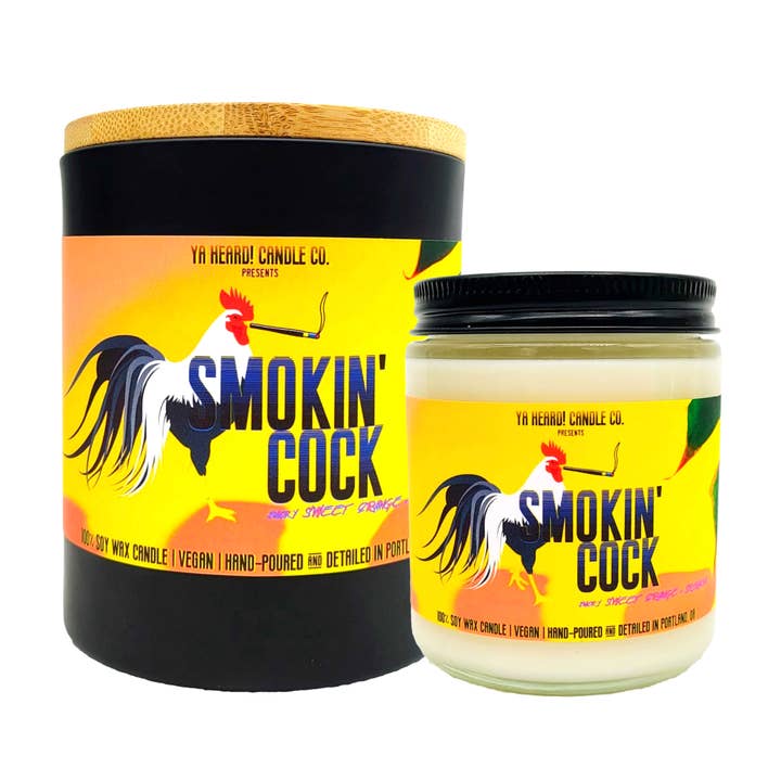 "The Original Smokin' Cock" Candle for wholesale by Ya Heard! Candle Co.