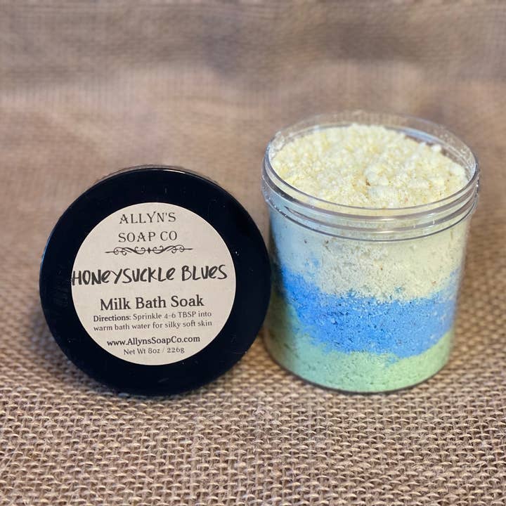 Honeysuckle Blues Milk Bath Soak for wholesale by Allyn’s Soap Co.