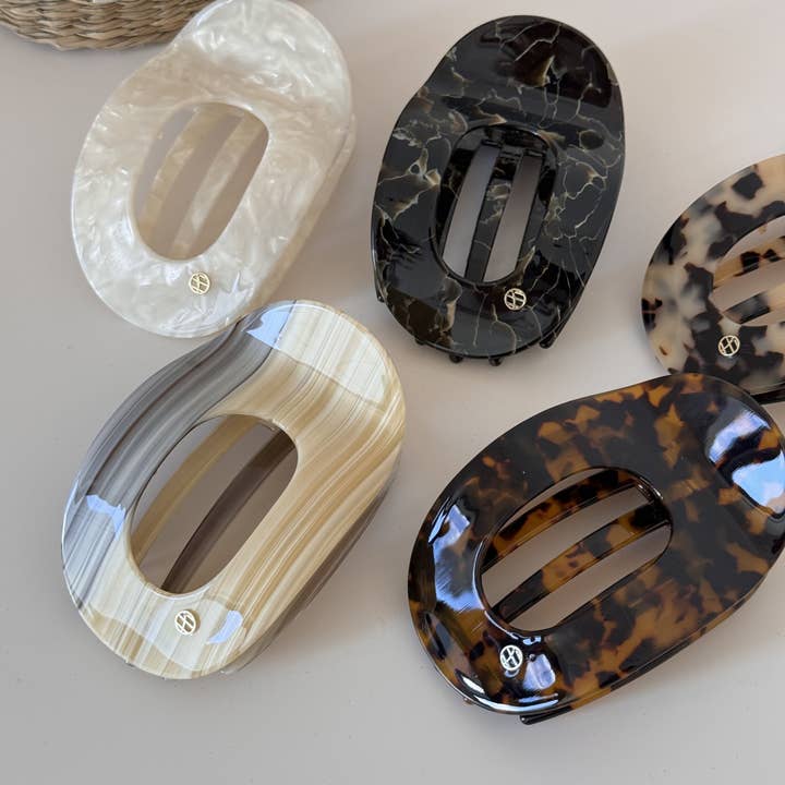 SoapElenGlen - Wholesale Hair Clip - Women's - Elegant Oval Hair Claw, Tortoise & Marble Pattern Hair Clip9