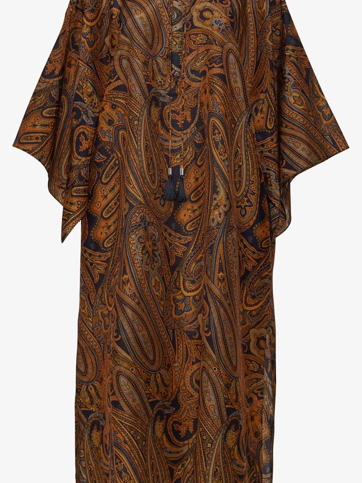 Caftan en voile de coton et soie Mustique pour la vente par Nieves Lavi