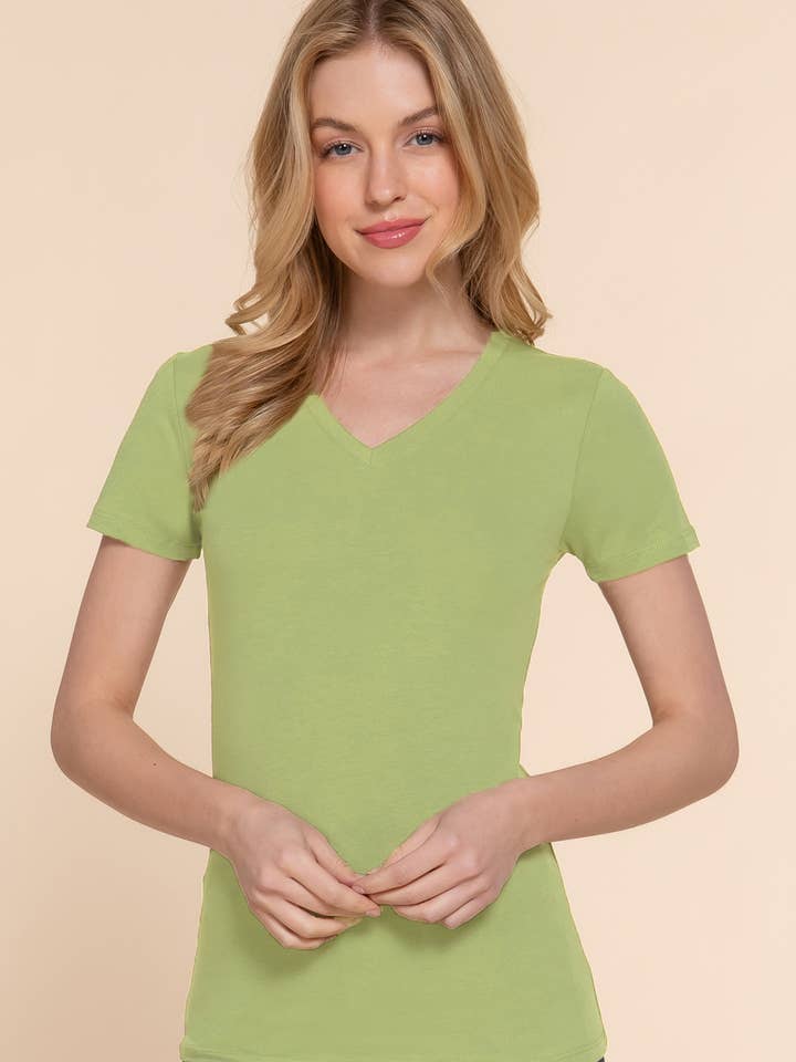 Active Basic | Active USA - Wholesale T-Shirt - Women's - Short Sleeve Cotton Jersey V-neck Top34