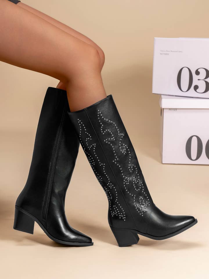 Western Boot with Stud Embroidery 9263 for wholesale by C'M PARIS