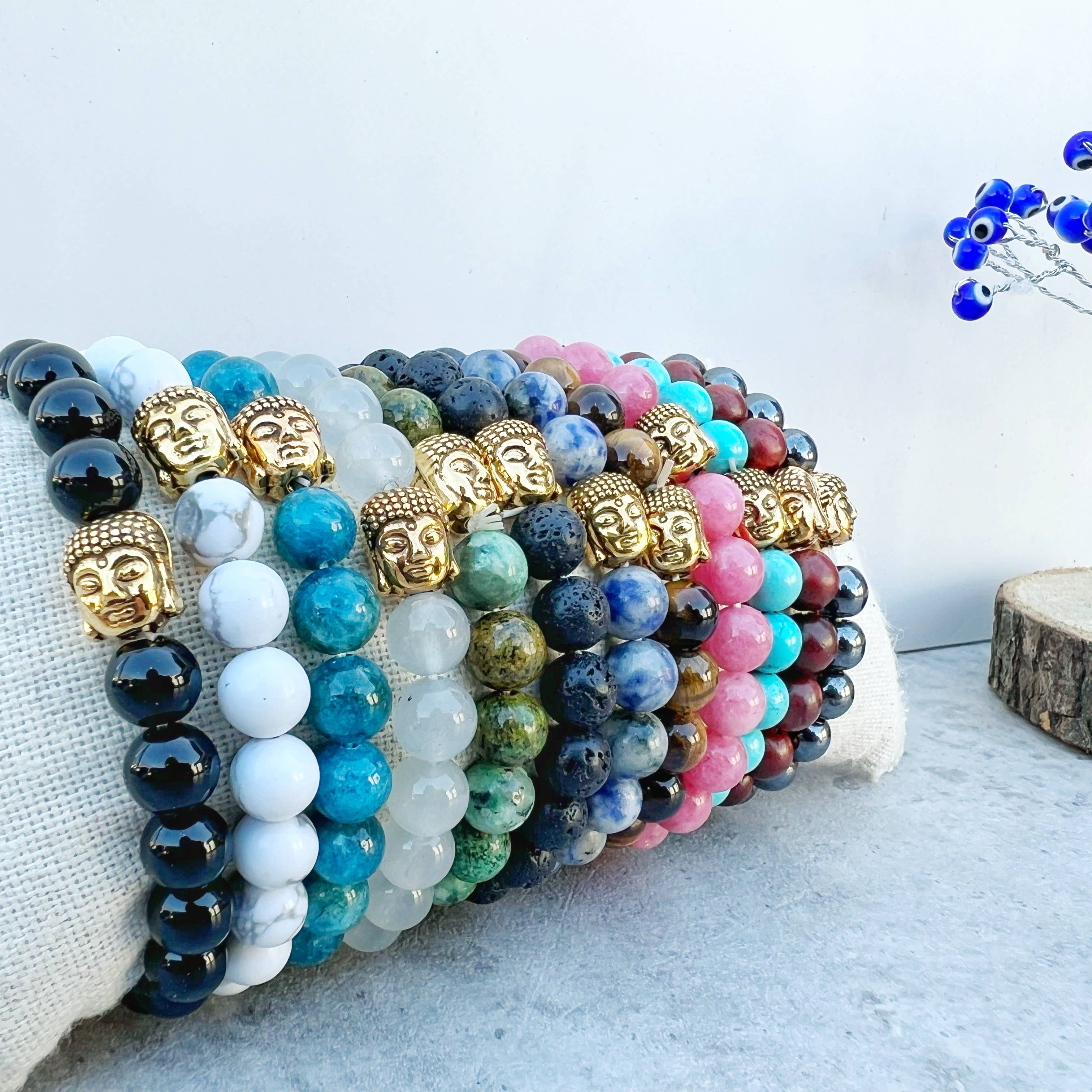 Gypsy Soul - Vendita all'ingrosso Bracciale con perline - Braccialetto Buddha con pietre naturali - Confezione da 12 pezzi1