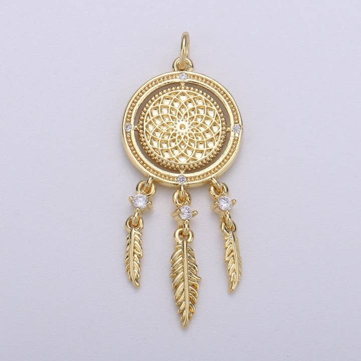 14K Gold Filled CZ Geometric Artisan Boho Dream Catcher Charm | C431 and other Purchase Wholesale boho dreams. Free Returns & Net 60 Terms on Faire trending on Faire.