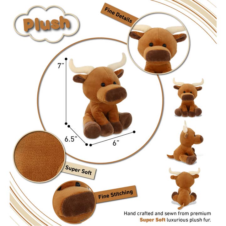 Cota Global - Wholesale Stuffed/Plush Toy - Kids & Baby - Plush - Floppy Longhorn 7"2