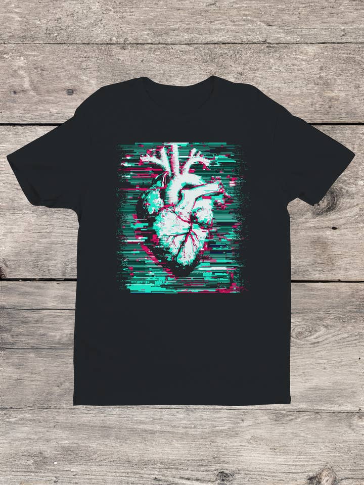 Glitch Heart Digital Art Men's T-shirt for wholesale by Swift Retail