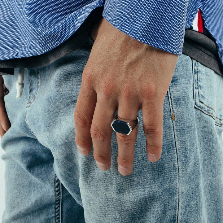 Blackskies - Wholesale Cocktail/Statement Ring - Abyss Ring Silver - Blue Agate5