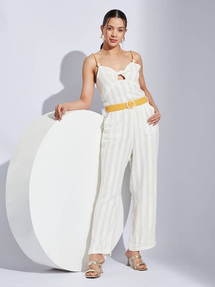 Soleil Eden Weißer Jumpsuit für den Großhandel von Be Sunset