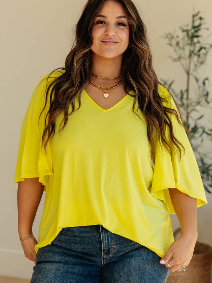 Bella Nova Style Co - Wholesale Blouse - Women's - Cali Blouse in Neon Yellow