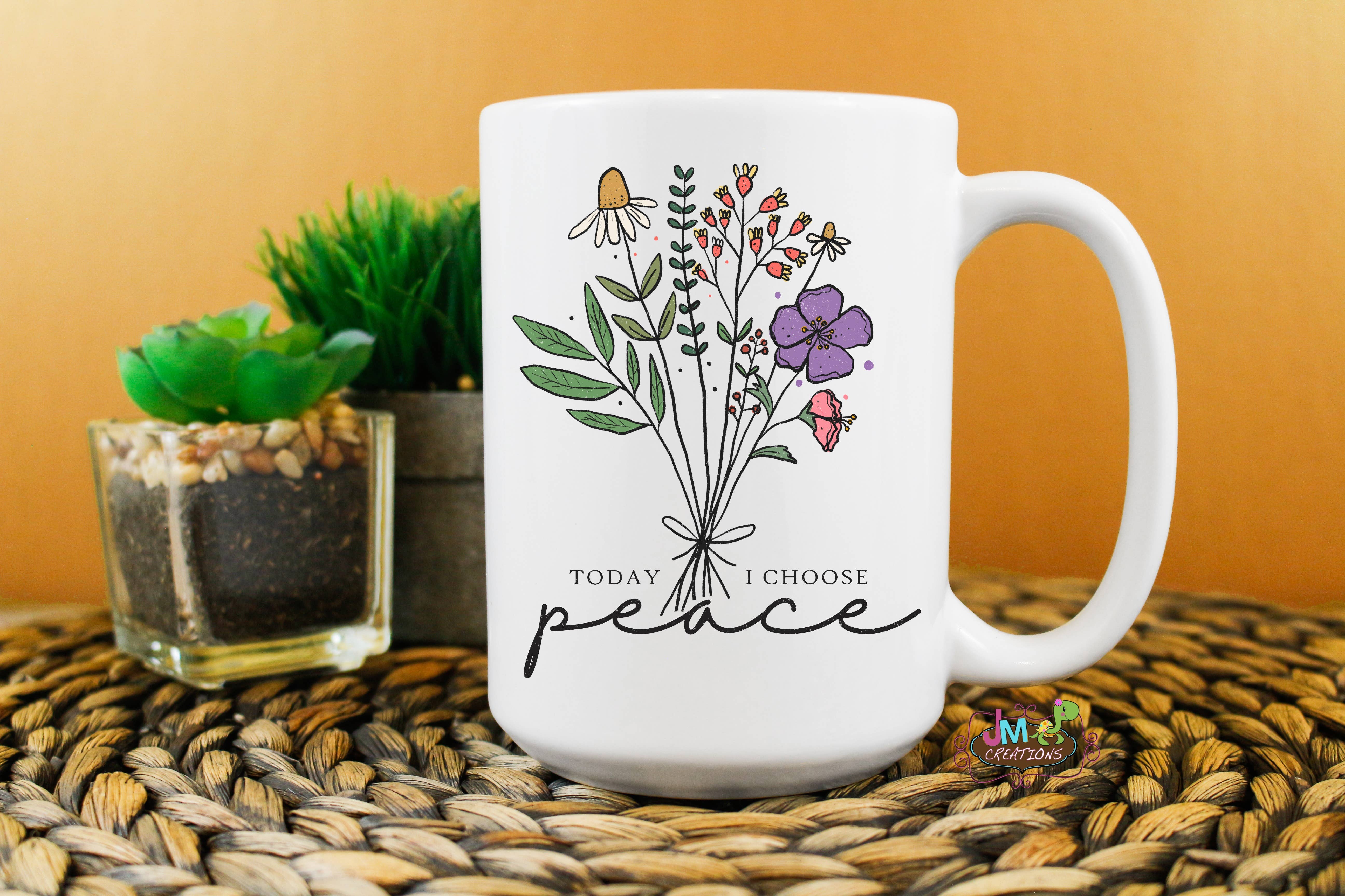JMCreationsNC - Wholesale Coffee Mug - 15oz Today I Choose Peace Mug