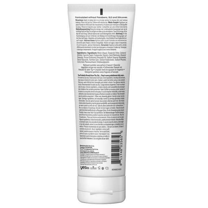 Yes To - Vendita all'ingrosso Crema/lozione mani - detergente viso quotidiano senza profumo all'avocado con acido ialuronico per idratare la pelle secca - formato da viaggio