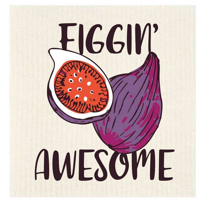 Figgin' Awesome Swedish Dishcloth for wholesale by Potluck Press