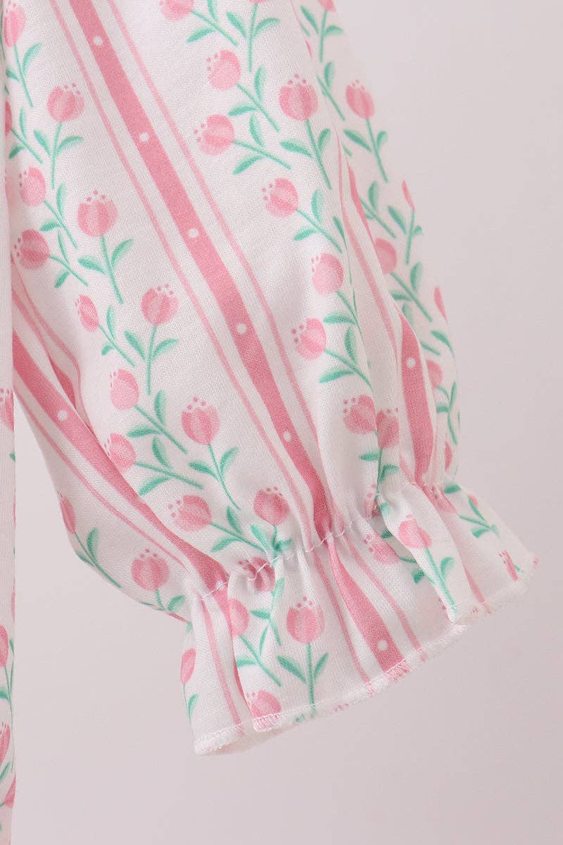 Mom & Co. - Wholesale Bodysuit (Non-Footed) - Baby - Floral tulip smocked bow bubble2