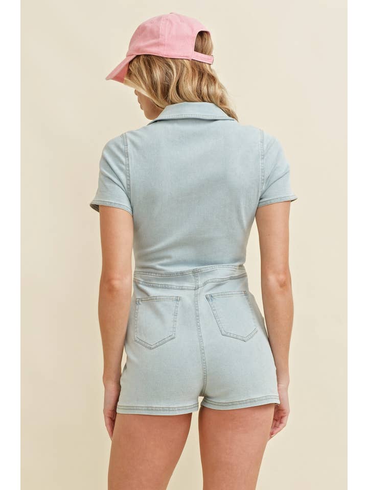 Cloud Ten - Wholesale Romper - Women's - CR11907 - DENIM ZIP UP ROMPER2