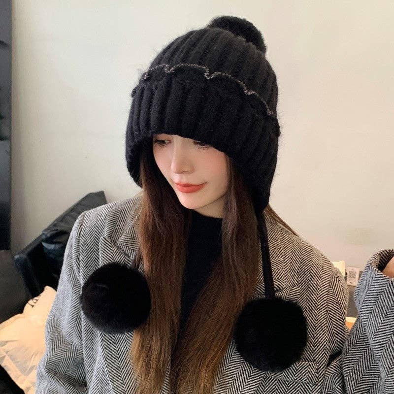FurDecoration - Wholesale Beanie - Women's - Double Fleece Rabbit Wool Knit Winter Cap2