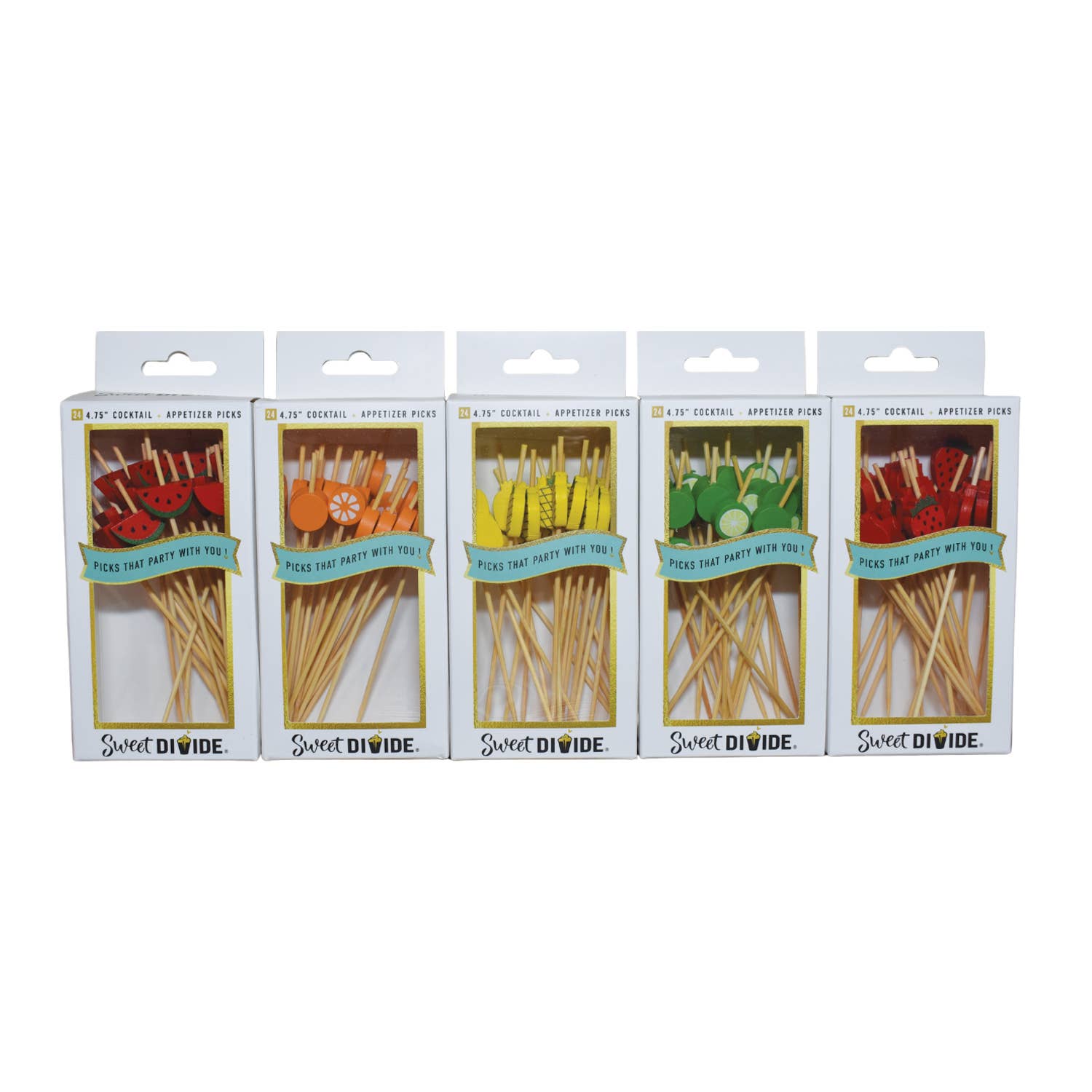 Sweet Divide - Wholesale Cocktail Pick - 4.75" Cocktail & Appetizer Picks - Fruit Counter - 40 Pk CDU2