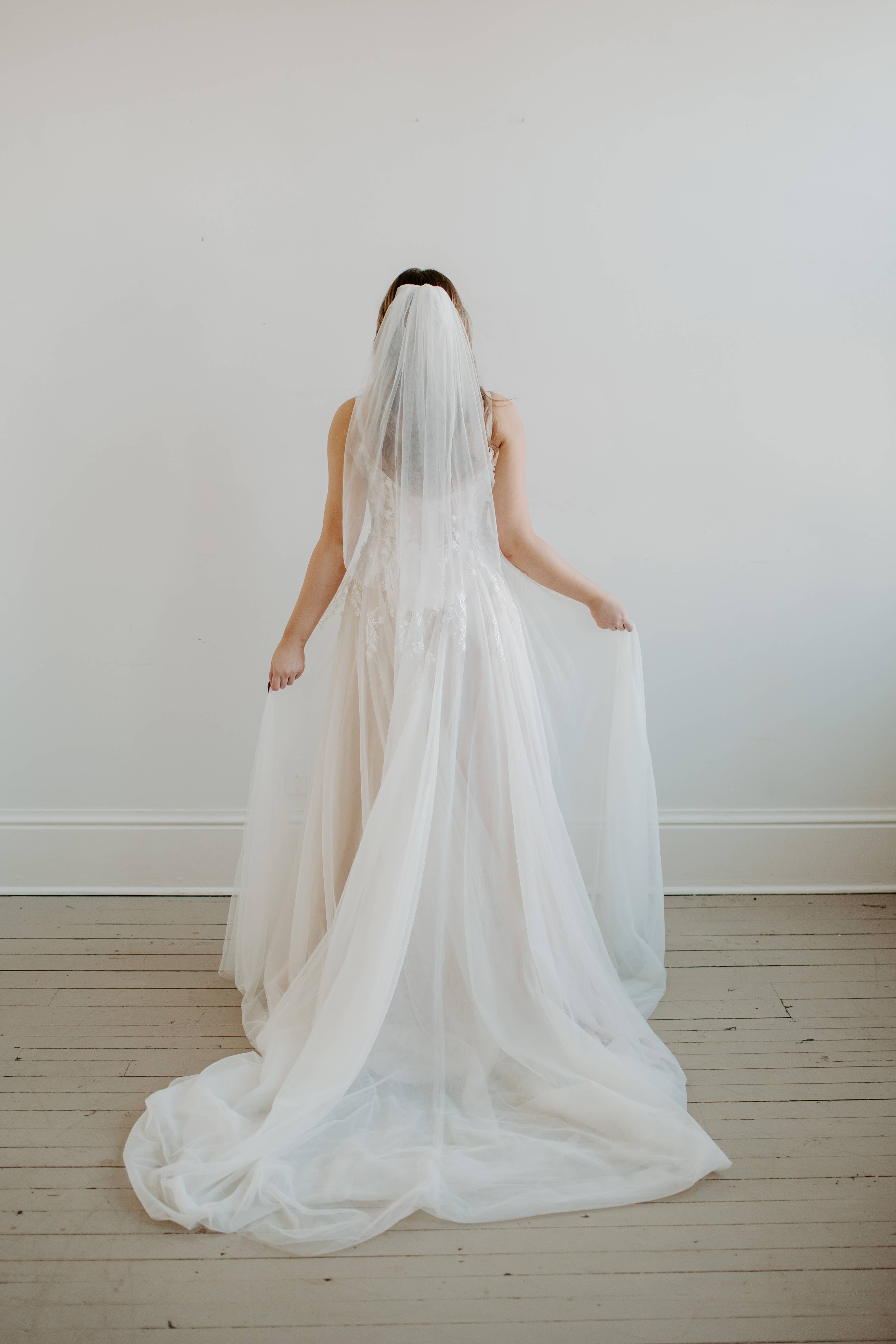 Ruffled Rose Veils - Wholesale Veil - Women's - Soft Waist Length Veil (30 Inches)1