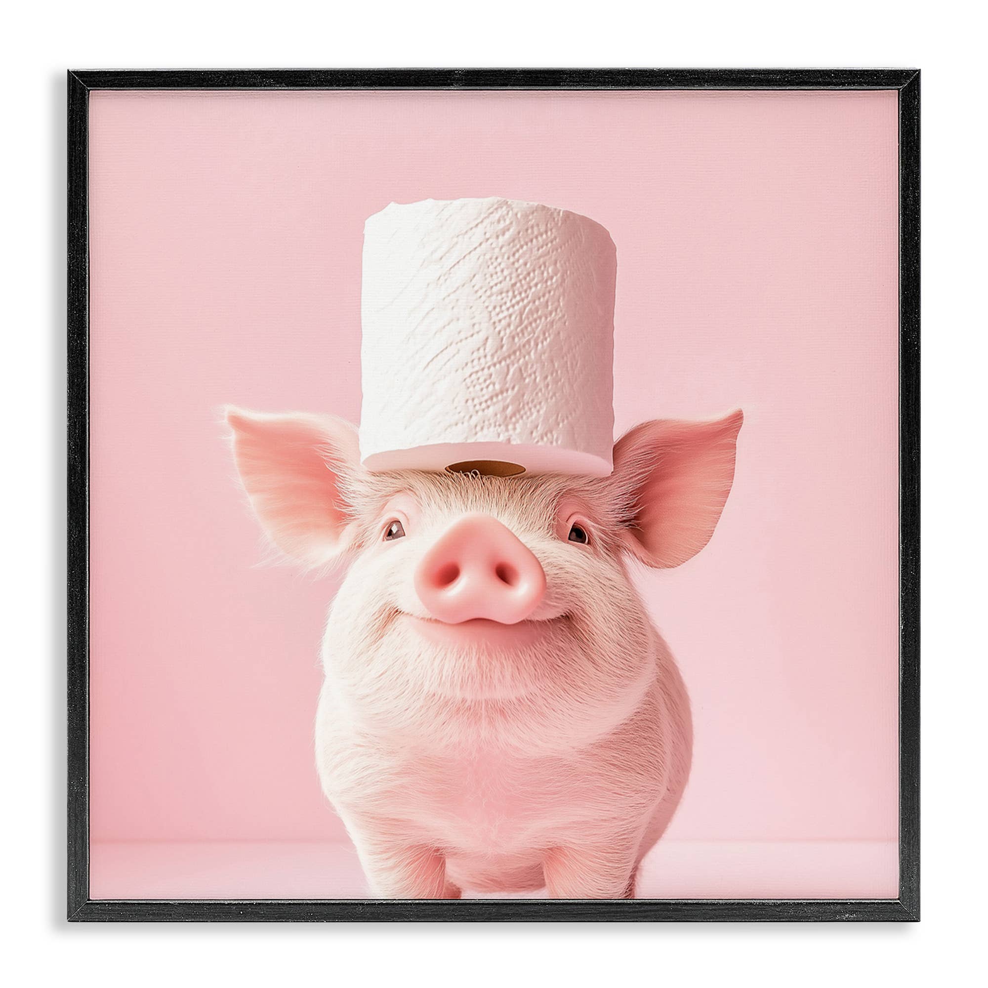 Stupell Industries - Wholesale Wall Sign - Silly Piggy Pink Toilet Paper - Framed Wall Art0