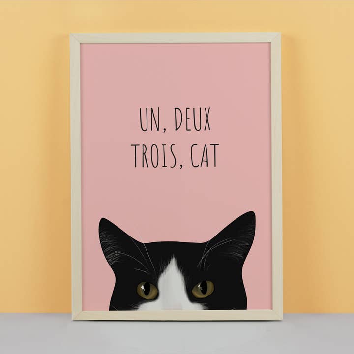 Un Deux Trois Cat Print for wholesale by Hayley Jade Design Studio