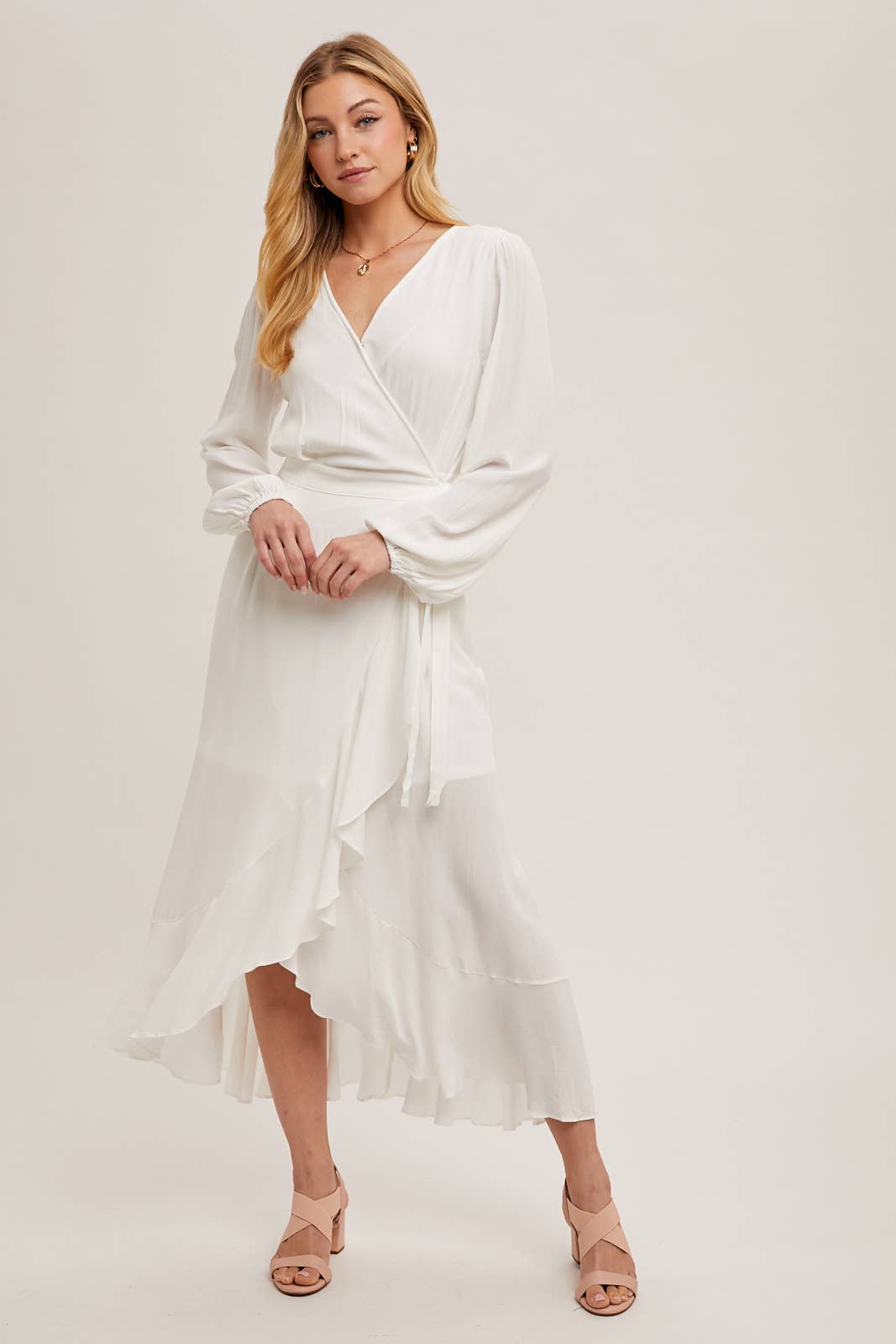 Bluivy – wholesale Dress – Women's – RUFFLE HEM MAXI WRAP DRESS1