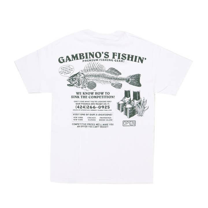 Gambino's Fishing T-shirt Wit voor wholesale door Open925
